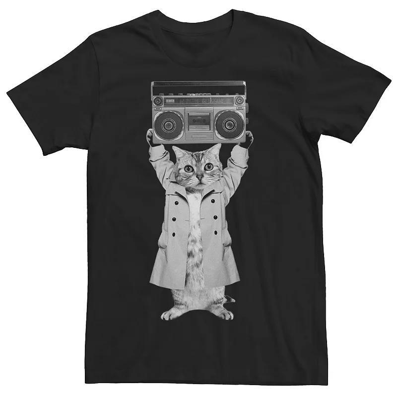 Big & Tall Say Something Cat Boombox Monotone Tee, Mens Product Image