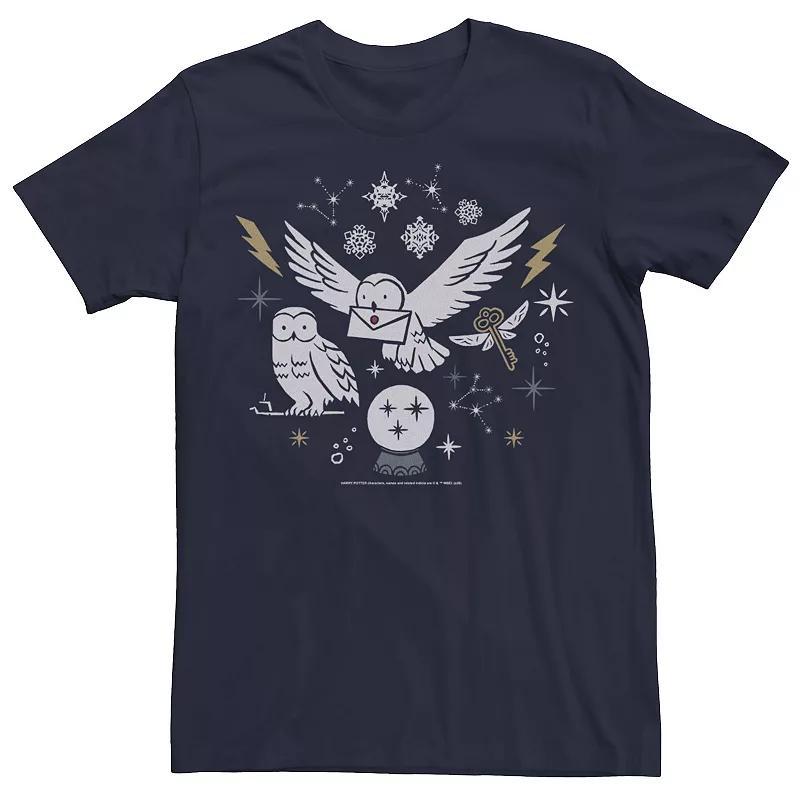 Mens Harry Potter Christmas Winter Owls Tee Blue Product Image