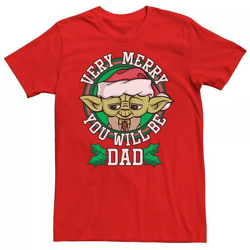 Mens Star Wars Yoda Merry You Will Be Dad Christmas Tee Product Image