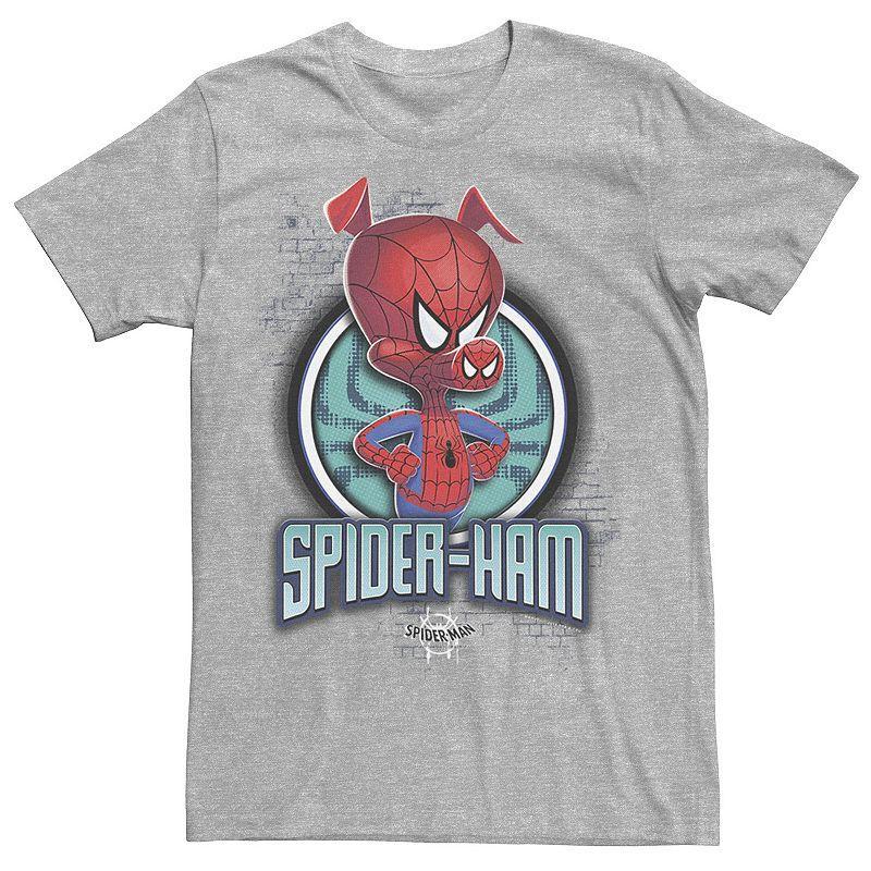 Mens Marvel Spiderverse Spider-Ham Pose Graphic Tee Athletic Grey Product Image