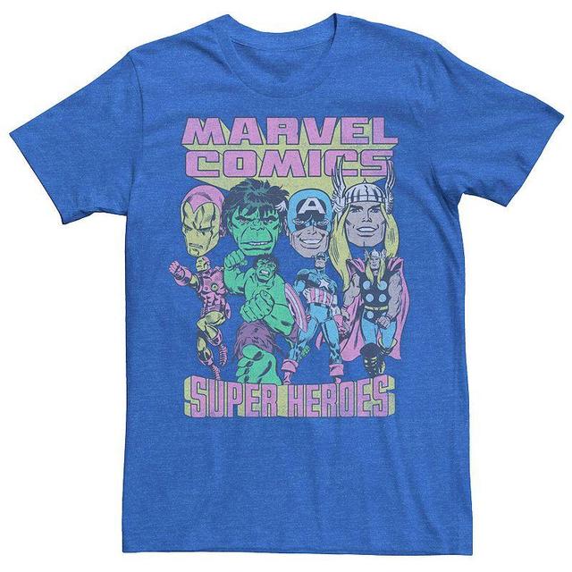 Mens Marvel Comics Comic Heroes Retro Tee Royal Grey Product Image