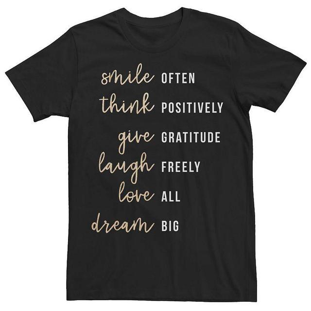 Mens Smile Often Laugh Freely Love All Dream Big List Tee Product Image