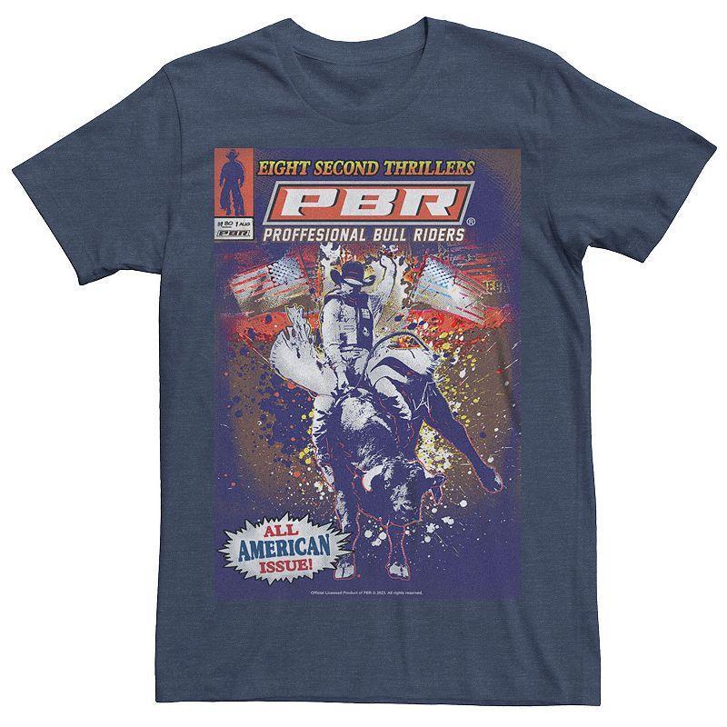 Mens Professional Bull Riders All American Issue Cover Graphic Tee Navy Grey Product Image