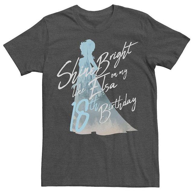 Disneys Frozen Mens Elsa Silhouette 18th Birthday Graphic Tee Grey Heather Product Image