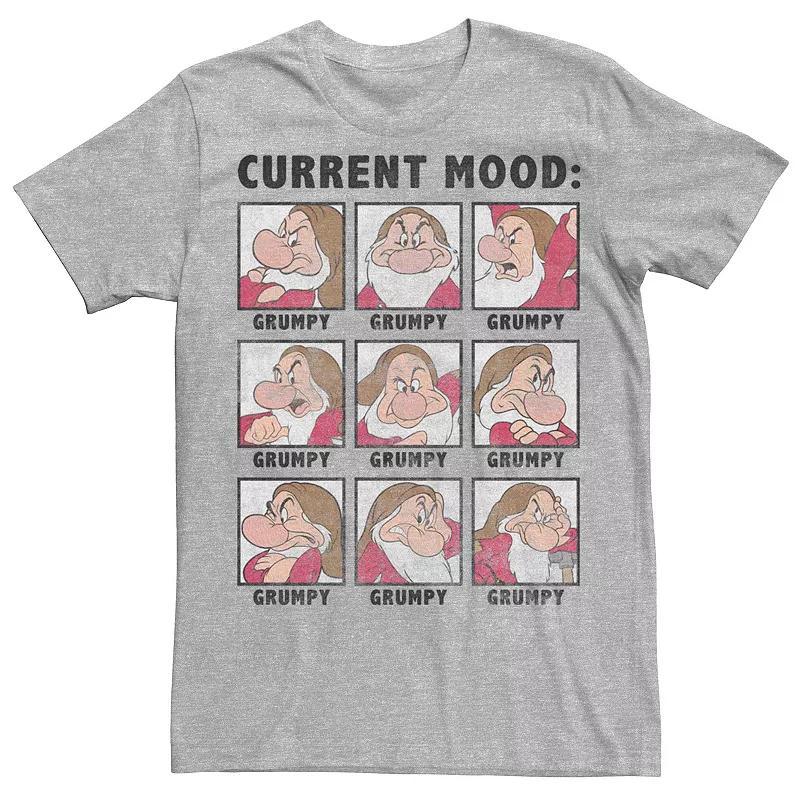 Disneys Snow White Grumpy Mens Current Mood Graphic Tee Athletic Grey Product Image