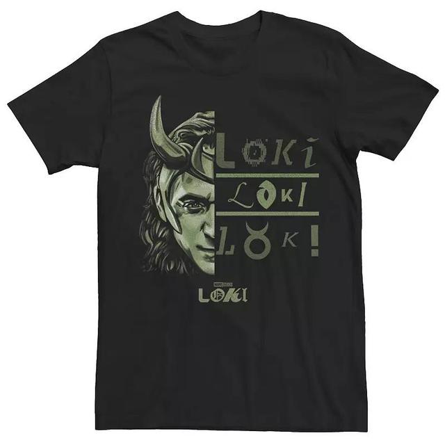 Mens Marvel Loki Split Portrait Logo Tee Product Image