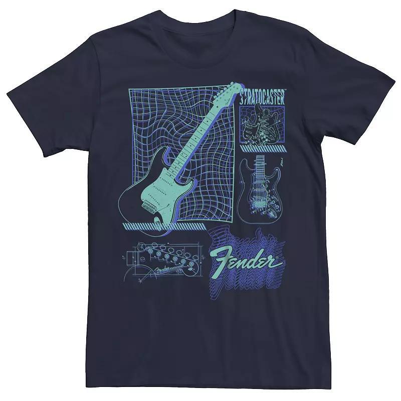 Mens Fender Stratocaster Infographic Graphic Tee Blue Product Image