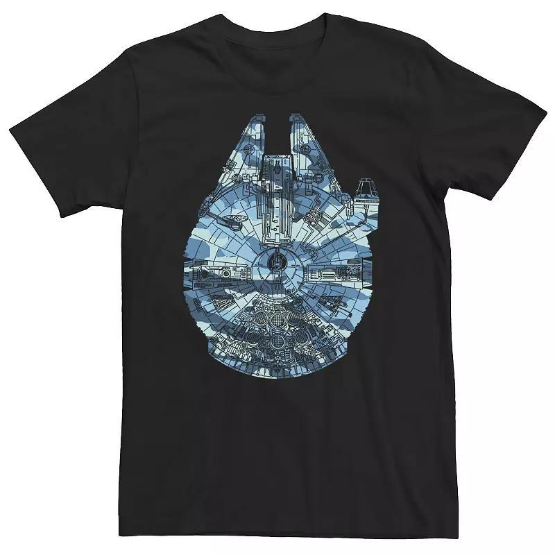 Big & Tall Star Wars Millennium Falcon In Blue Camo Tee, Mens Product Image