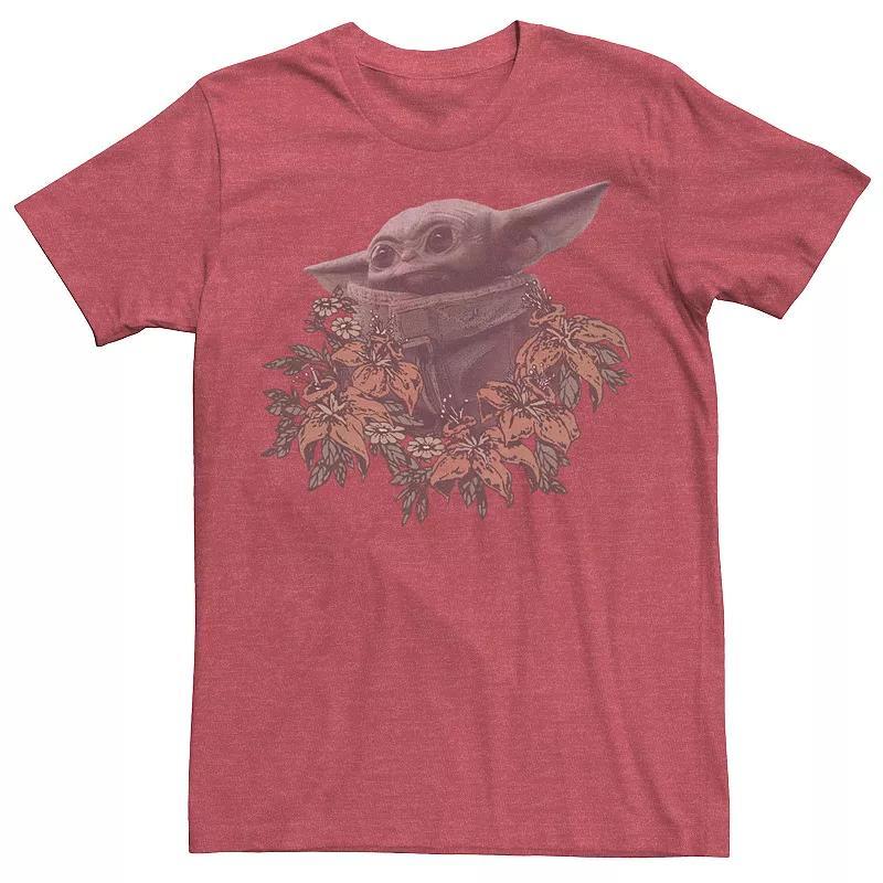 Mens Star Wars The Mandalorian Flower Child Tee Red Grey Product Image