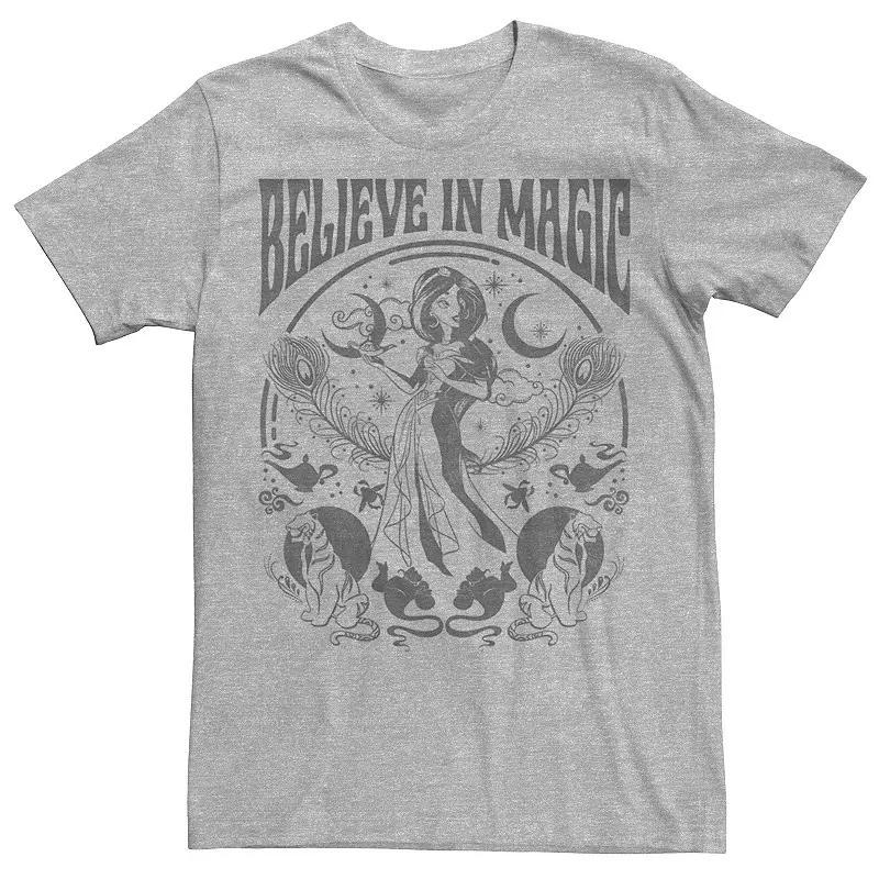 Disneys Aladdin Jasmine Mens Believe In Magic Collage Tee Athletic Grey Product Image