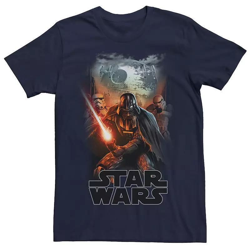 Mens Star Wars Darth Vader Dark Poster Tee Navy Grey Product Image