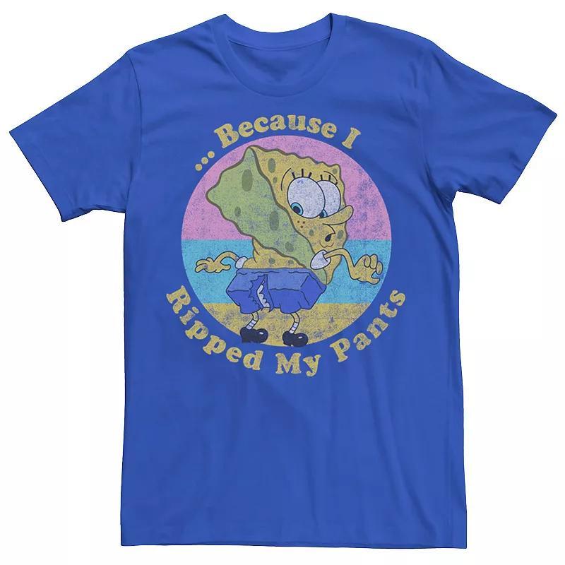 Mens SpongeBob SquarePants Because I Ripped My Pants Tee Med Blue Product Image