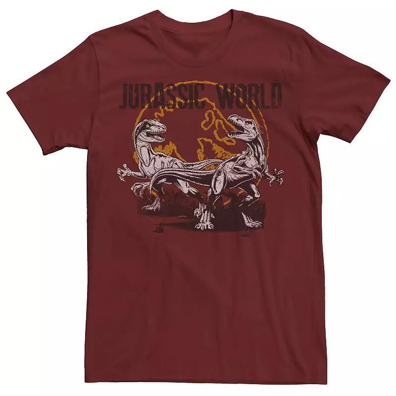 Mens Jurassic World Distressed Raptor Battle Tee Grey Heather Product Image