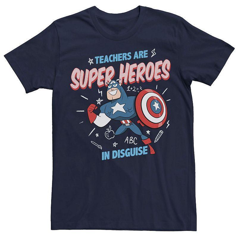 Mens Marvel Captain America Teachers Are Heroes Tee Blue Product Image