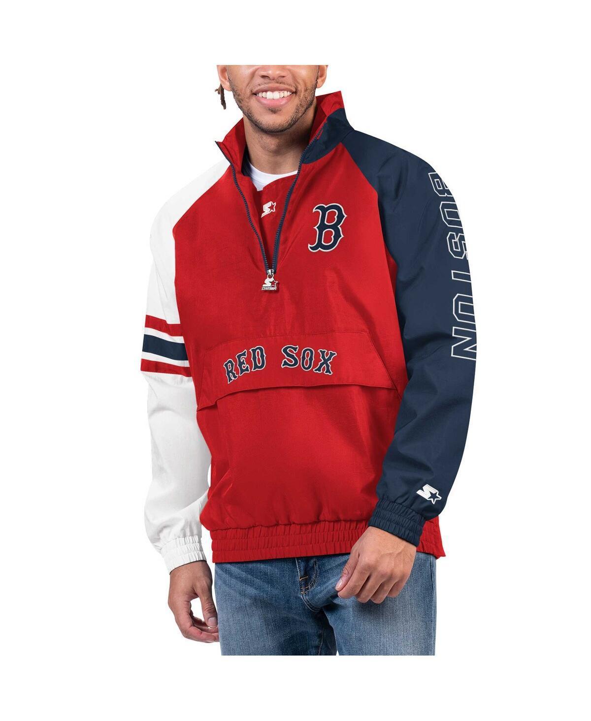 Mens Starter Red Boston Red Sox Elite Raglan Half-Zip Jacket - Red Product Image