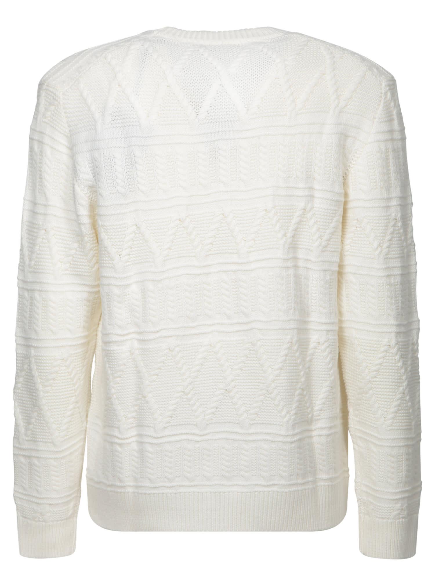 ZEGNA Crewneck Cable In White Product Image