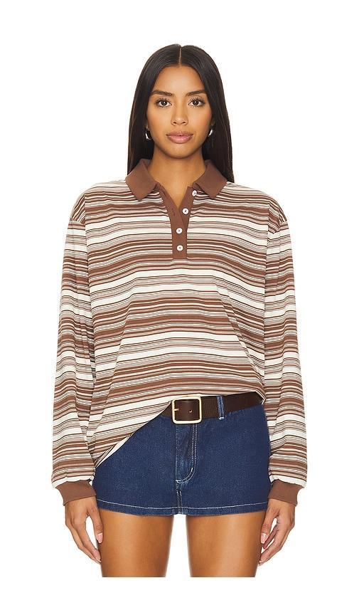 Lovers and Friends Lena Top in Brown & Ivory Stripe Product Image