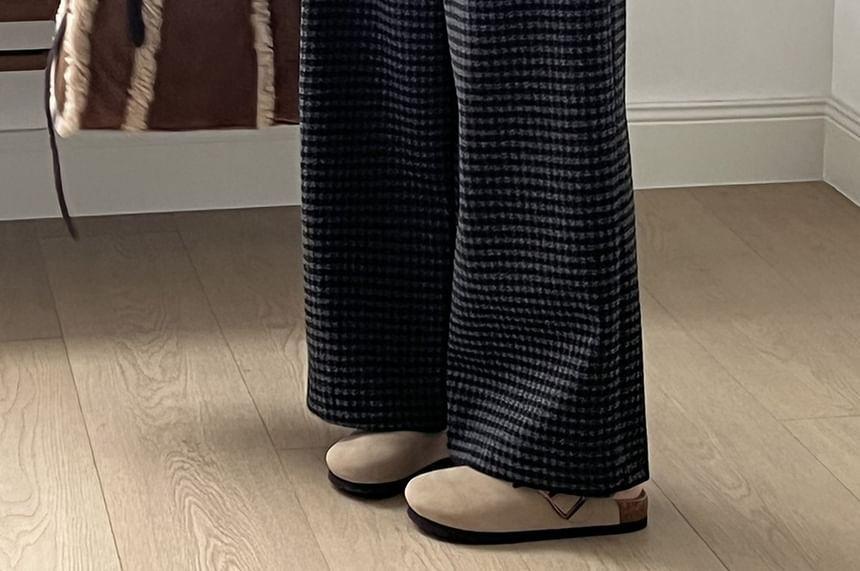 High Waist Plaid Wide Leg Pants Product Image