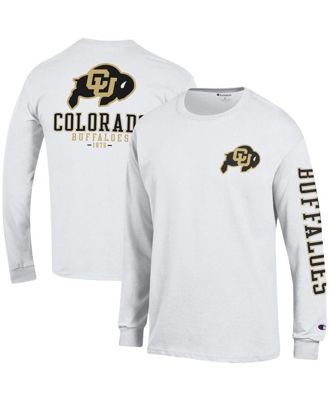 Mens Champion White Colorado Buffaloes Team Stack 3-Hit Long Sleeve T-shirt Product Image