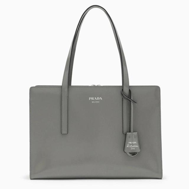 PRADA Re Edition 1995 Leather Tote Bag In Gray Product Image