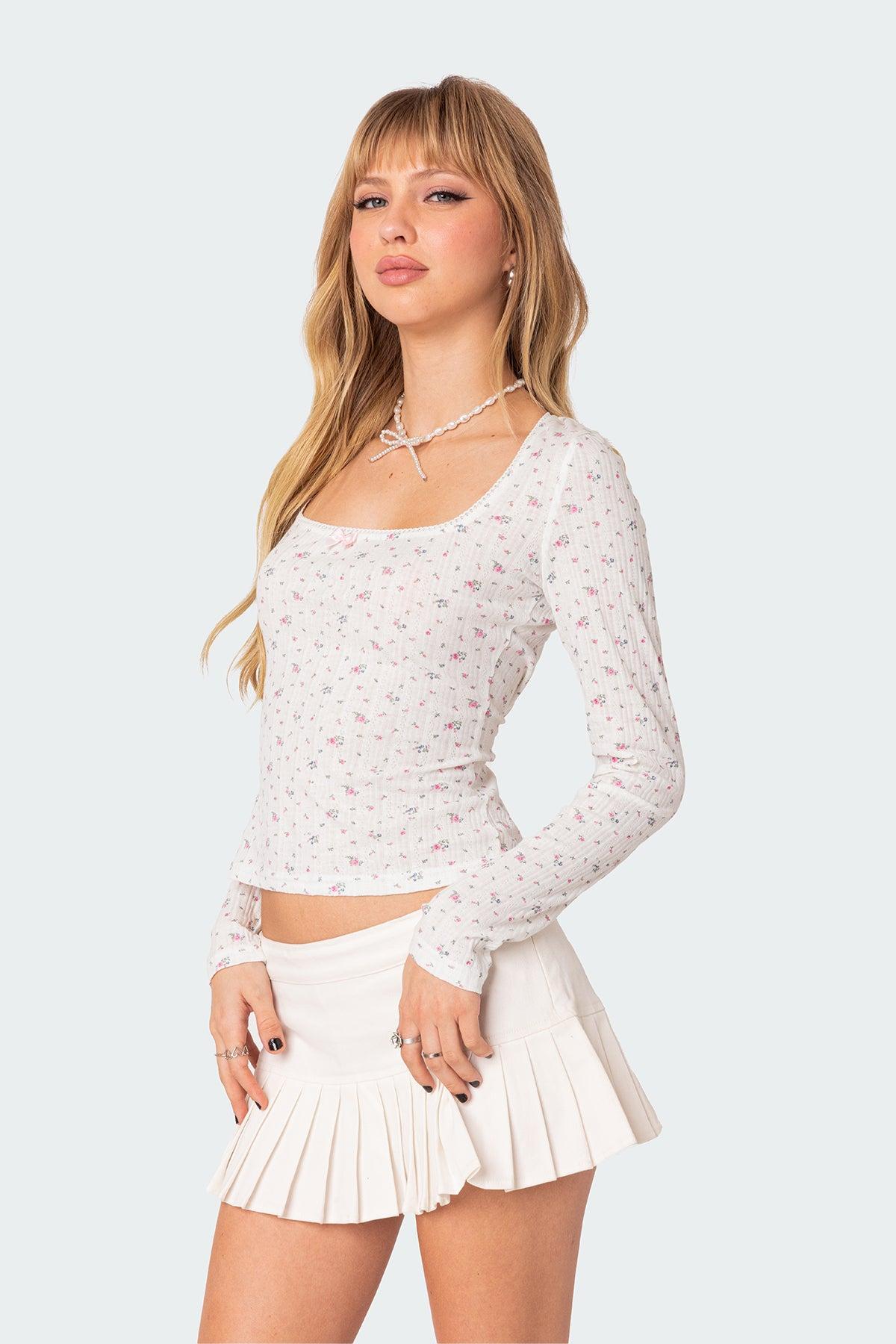 Aviana Printed Pointelle Top Product Image