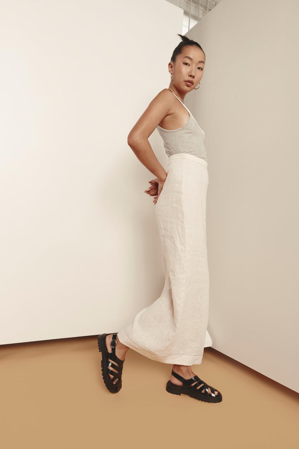 Carla Linen Maxi Skirt White Product Image