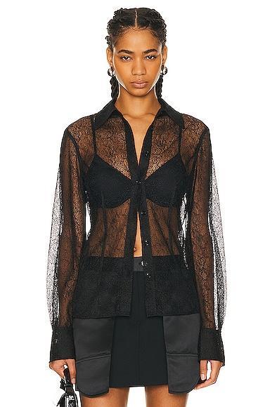 Helmut Lang Seamed Web Lace Shirt Black. (also in ). Product Image