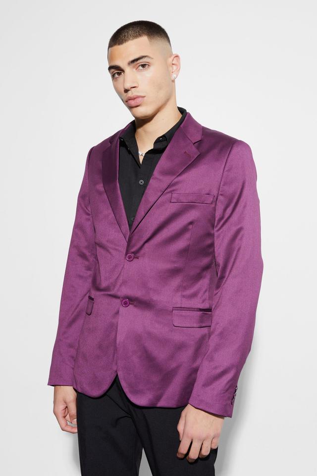 Skinny Satin Suit Jacket | boohooMAN USA Product Image