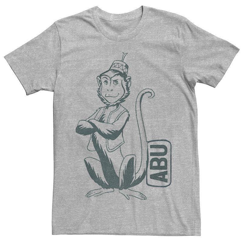 Disneys Aladdin Mens Abu Graphic Tee Athletic Grey Product Image