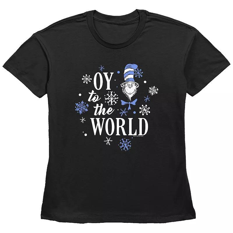 Womens Dr. Seuss The Cat In The Hat Oy To The World Graphic Tee product image