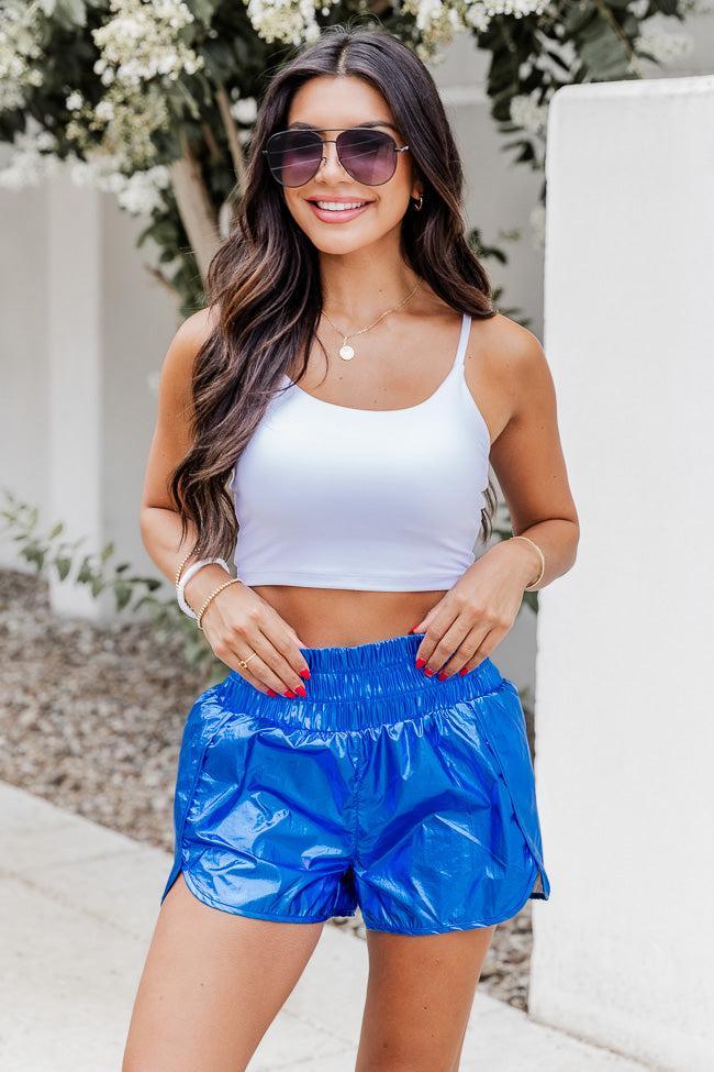 Errands to Run Blue Metallic Shorts FINAL SALE Product Image