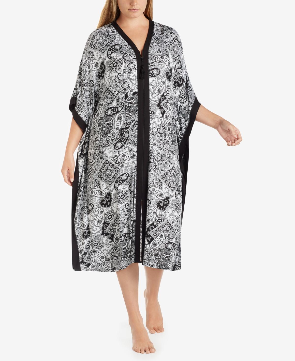 Ellen Tracy Plus Size Wide-Sleeve Printed Caftan Product Image