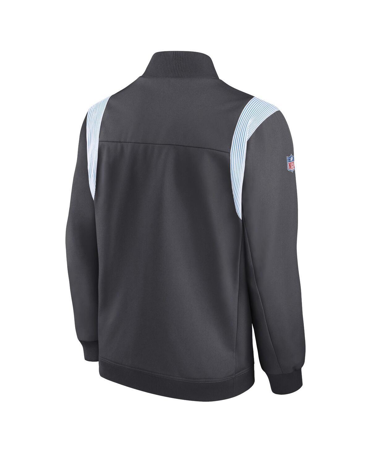 NIKE Men's Anthracite Los Angeles Chargers Sideline Coaches Bomber Full-zip Jacket In Anthracite,blue Product Image