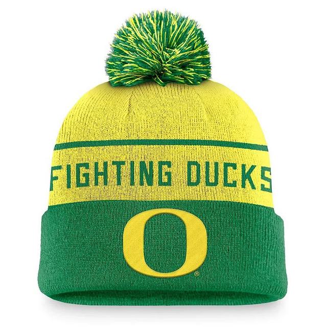 Nike Mens Yellow/Green Oregon Ducks Local Peak Cuffed Knit Hat with Pom - Green Product Image