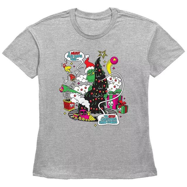 Womens Dr. Seuss Grinch Must Find A Way Graphic Tee Grey Gray Product Image