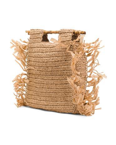 Straw Casey Fringed Top Handle Handbag for Women Product Image