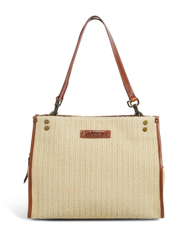 Womens Lenox Raffia Triple Entry Satchel Handbag Product Image