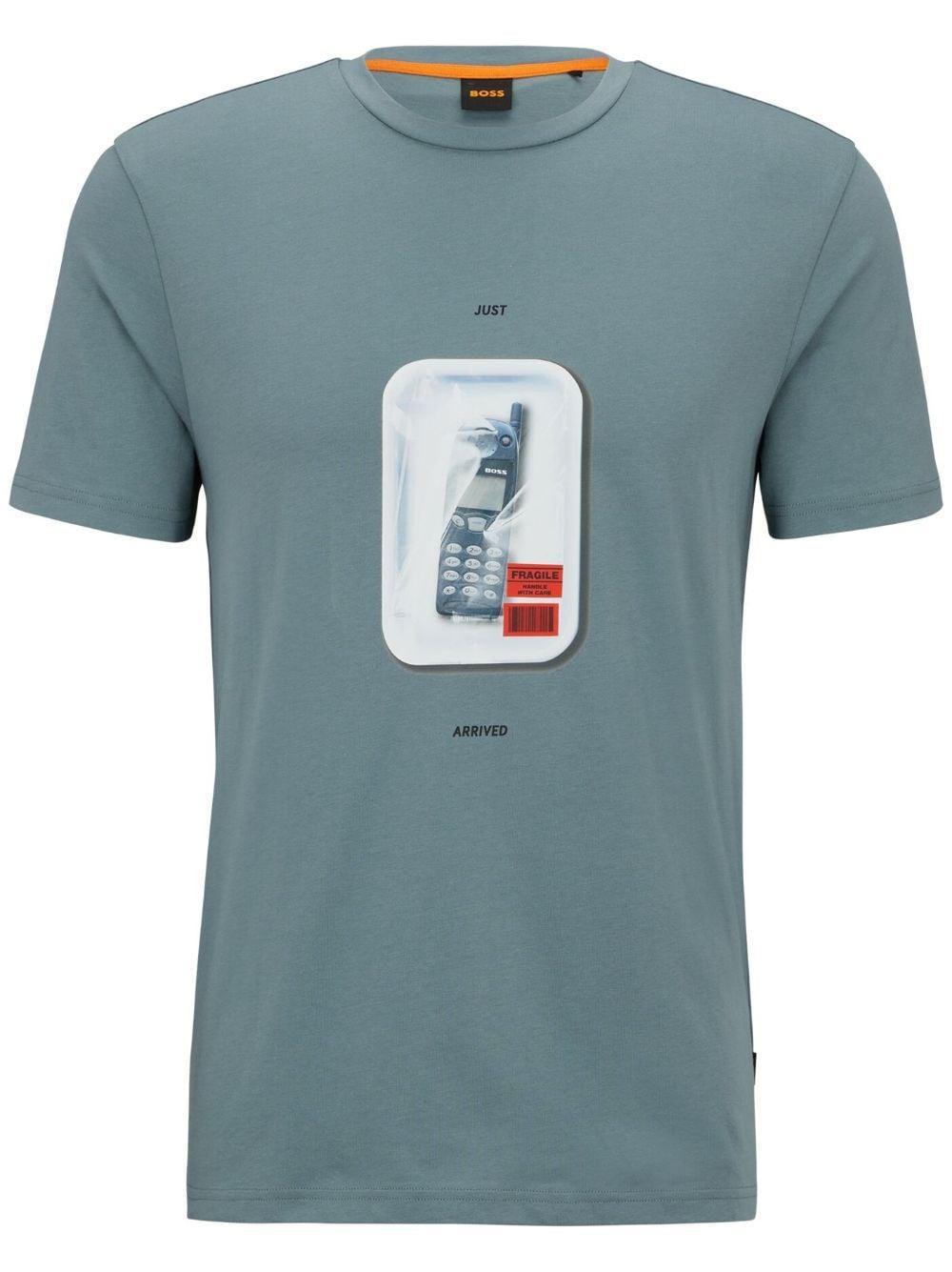 Graphic-print Cotton T-shirt In Blue Product Image