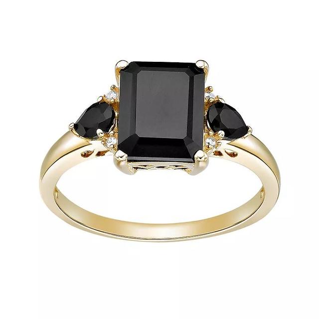 Gemminded 10k Gold Onyx & Diamond Accent Square Stone Ring, Womens Product Image