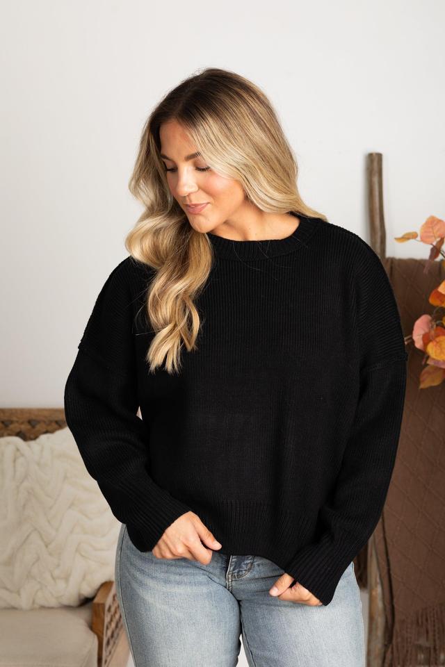 Oversized Ribbed Knit Sweater With Side Slits Product Image