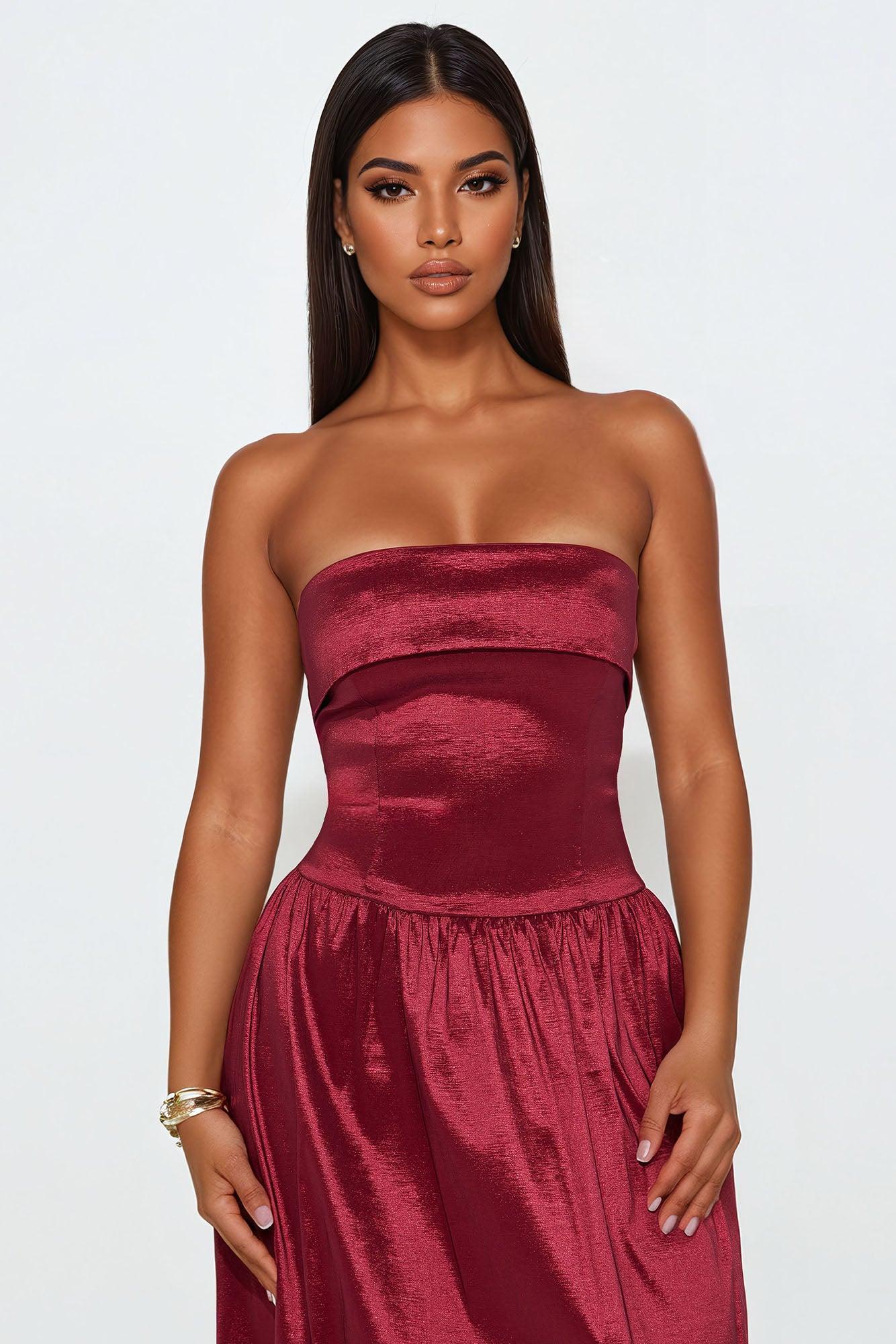 Aubrey A Line Maxi Dress - Wine Product Image