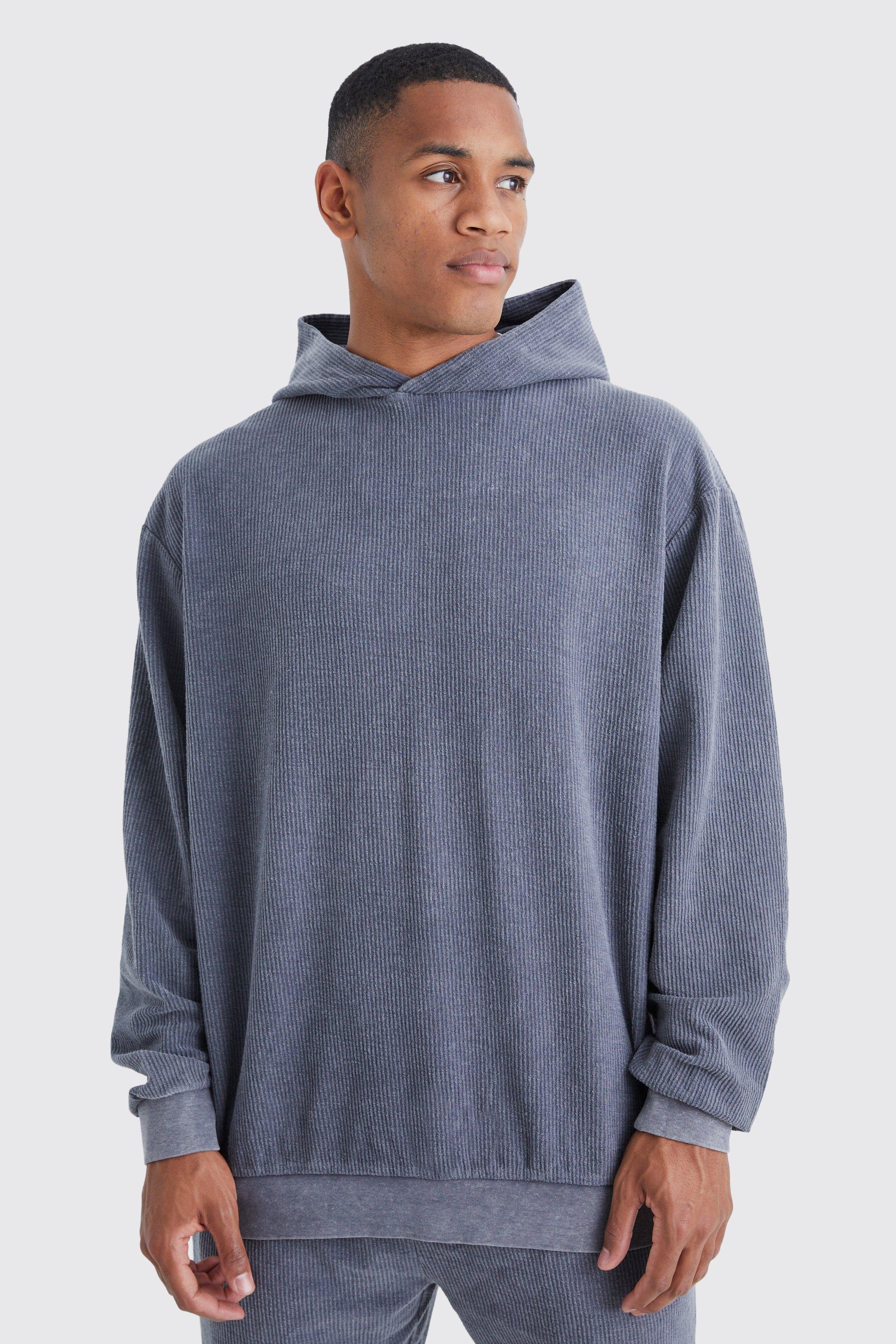 Oversized Washed Cord Hoodie | boohooMAN USA Product Image