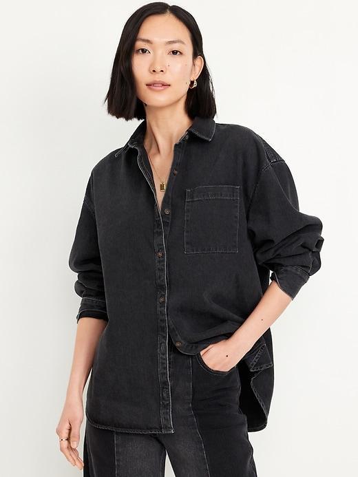 Boyfriend Button-Down Jean Tunic Product Image