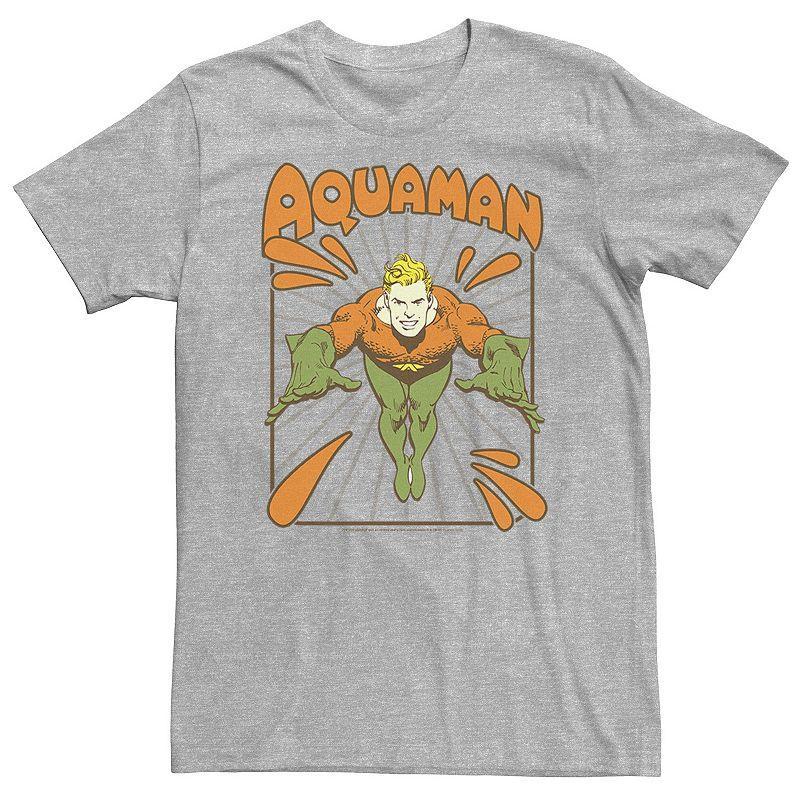 Big & Tall DC Comics Aquaman Simple Text Logo Portrait Tee, Mens Athletic Grey Product Image