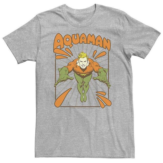 Big & Tall DC Comics Aquaman Simple Text Logo Portrait Tee, Mens Athletic Grey Product Image