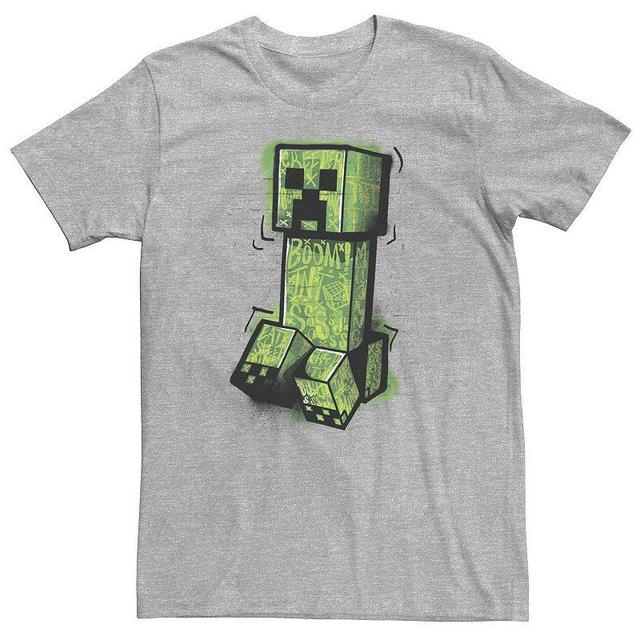 Big & Tall Minecraft Creeper Grafitti Style Portrait Tee, Mens Athletic Grey Product Image