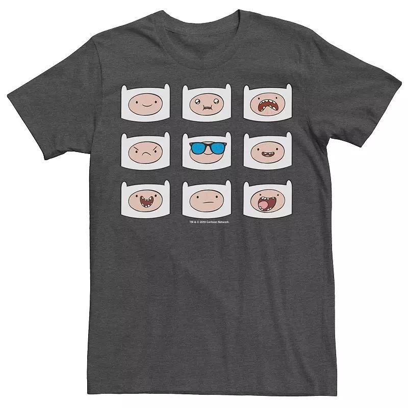 Mens Adventure Time Finns Many Faces Grid Tee Grey Product Image