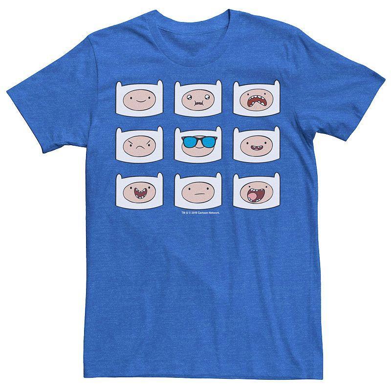 Mens Adventure Time Finns Many Faces Grid Tee Grey Product Image