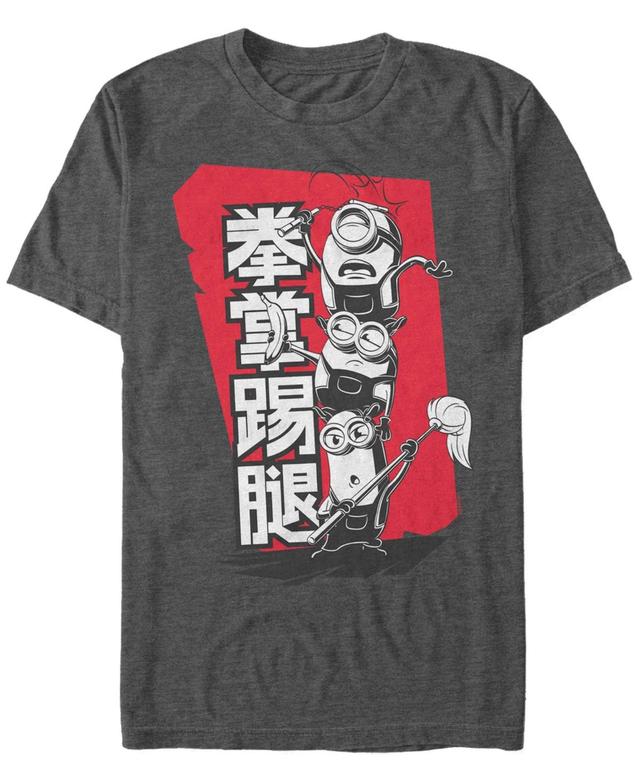 Mens Minions 2 Kanji Style Poster Tee Grey Heather Product Image