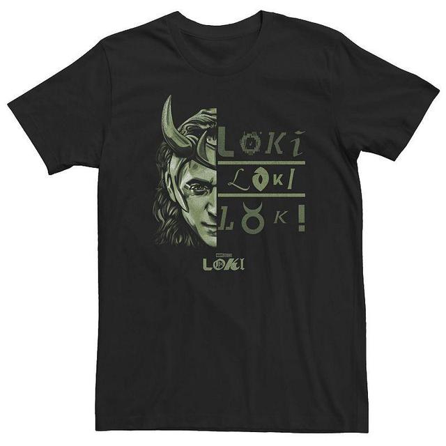 Big & Tall Marvel Loki Split Portrait Logo Tee, Mens Product Image